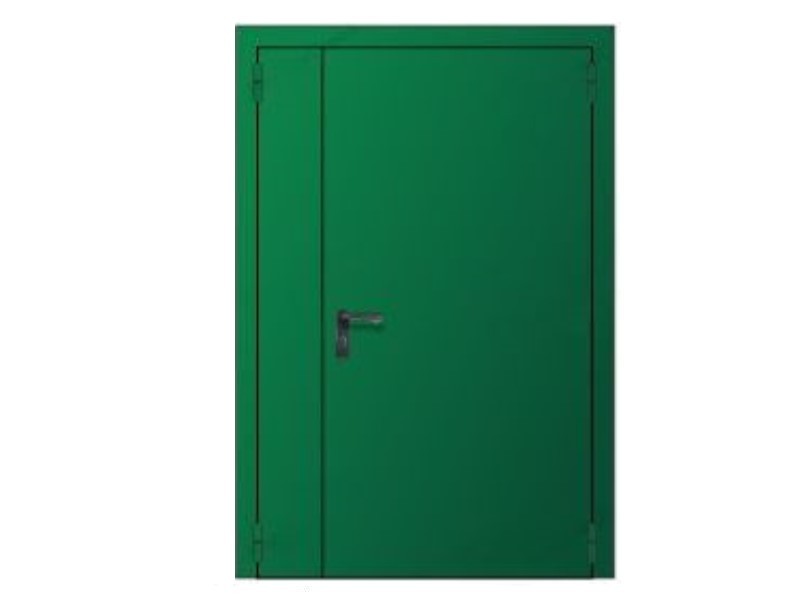 Техническая дверь зеленая 1,5 створки