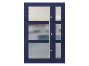 Алюминиевая полуторная противопожарная дверь синяя EIS-60