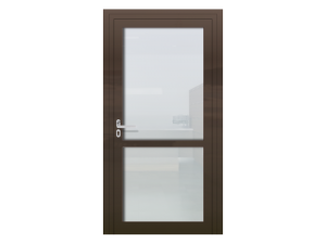 Алюминиевая дверь с остеклением коричневая