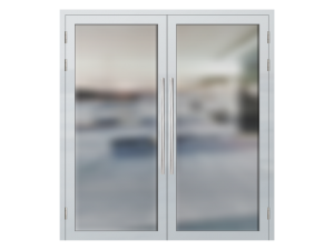 Алюминиевая двупольная дверь тонированный стеклопакет EI-60